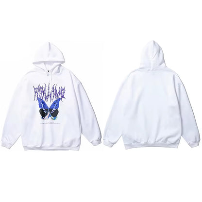 Men Hip Hop Hoodie Sweatshirt Butterfly Streetwear Harajuku Hoodie Pullover Oversized 2025 Autumn Cotton Hoodie Hiphop Loose