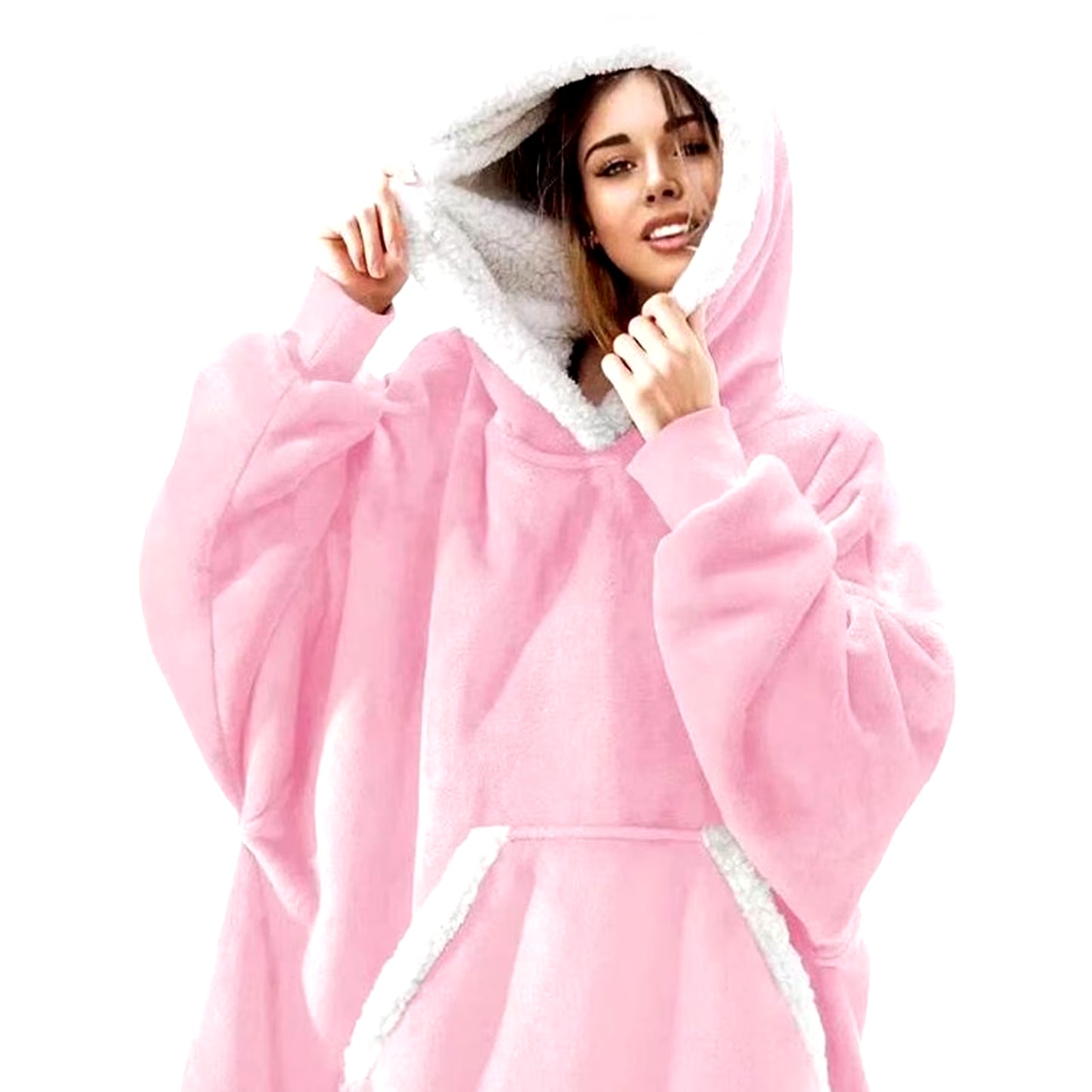 Wearable Blanket Hoodie Women Men Oversized Flannel Sherpa Fleece Hooded Soft Cozy Warm Blanket Blanket Sweatshirt Gifts