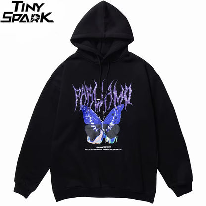 Men Hip Hop Hoodie Sweatshirt Butterfly Streetwear Harajuku Hoodie Pullover Oversized 2025 Autumn Cotton Hoodie Hiphop Loose