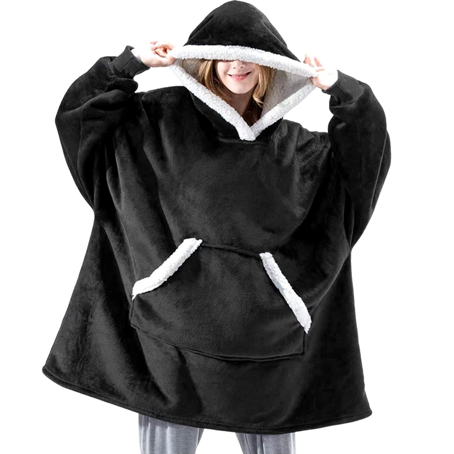 Wearable Blanket Hoodie Women Men Oversized Flannel Sherpa Fleece Hooded Soft Cozy Warm Blanket Blanket Sweatshirt Gifts